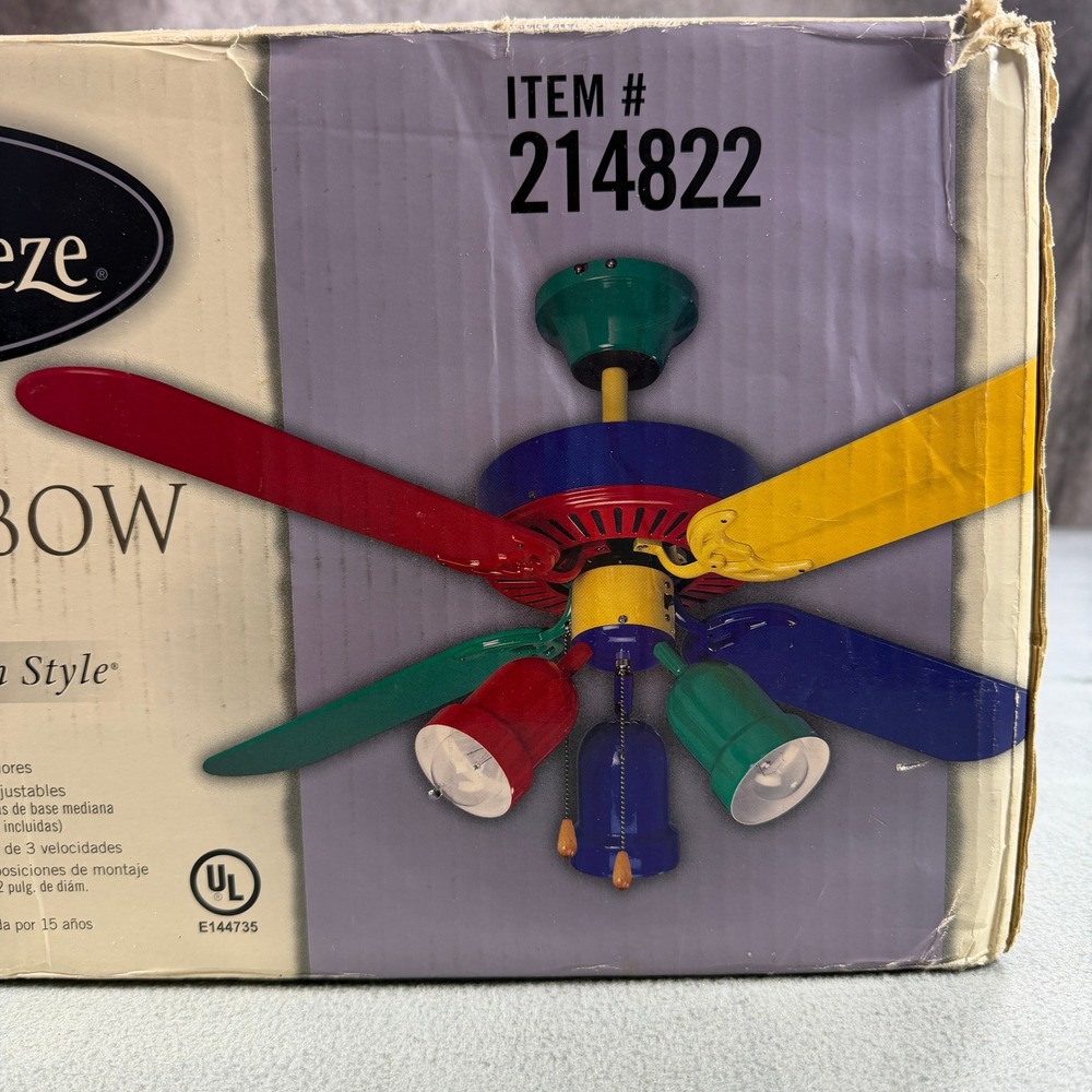 Harbor Breeze 42in Rainbow Ceiling Fan Multi Color Kids Room Vintage 214822
